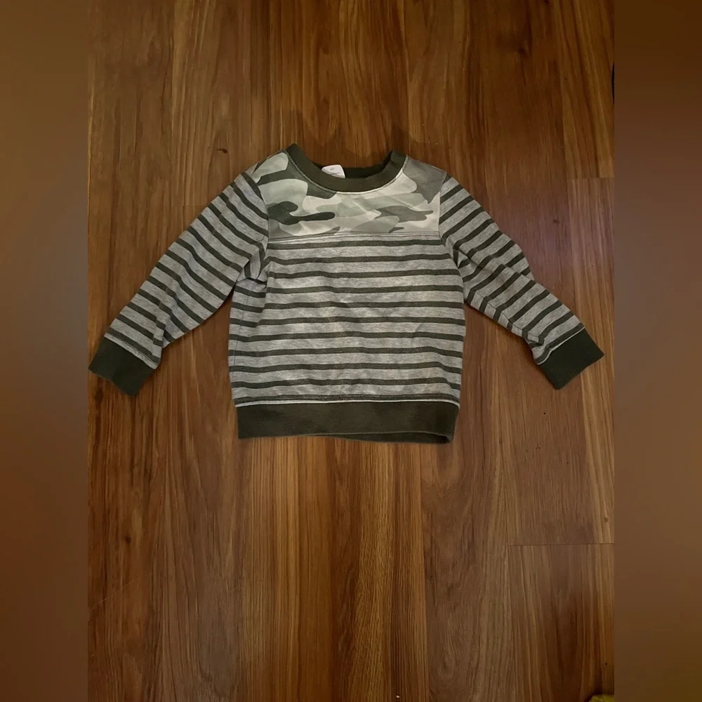 Cat & Jack Kids Long Sleeve Tees - Green Camo and Orange Stripes